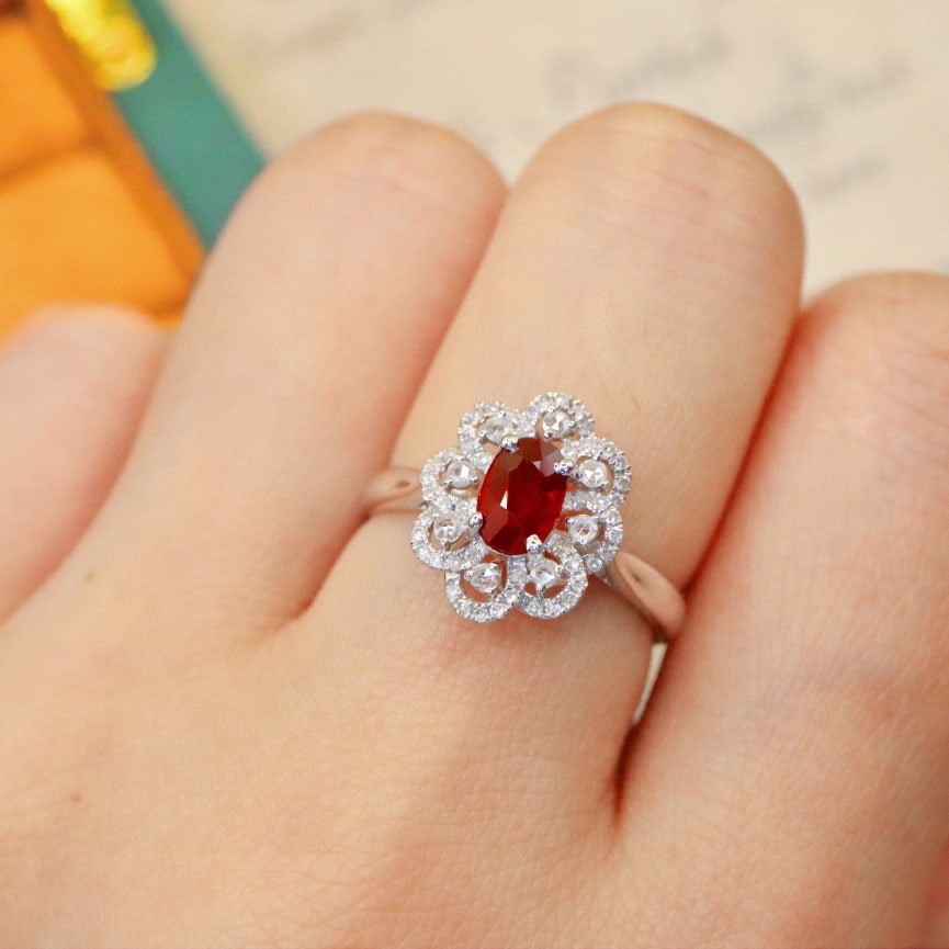 14k Gold 1.07 Ctw Natural Ruby & Diamond Ring - 5