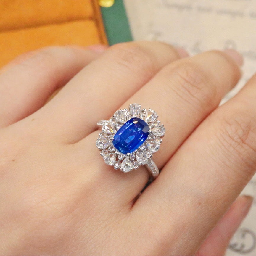 14k Gold 2.97 Ctw Natural Sapphire & Diamond Ring - 5