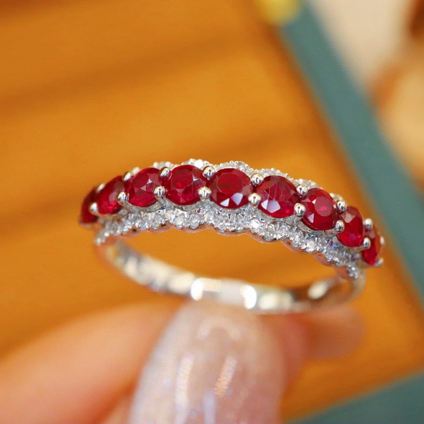 14k Gold 1.03 Ctw Vivid Red Natural Ruby & Diamond Ring - 3