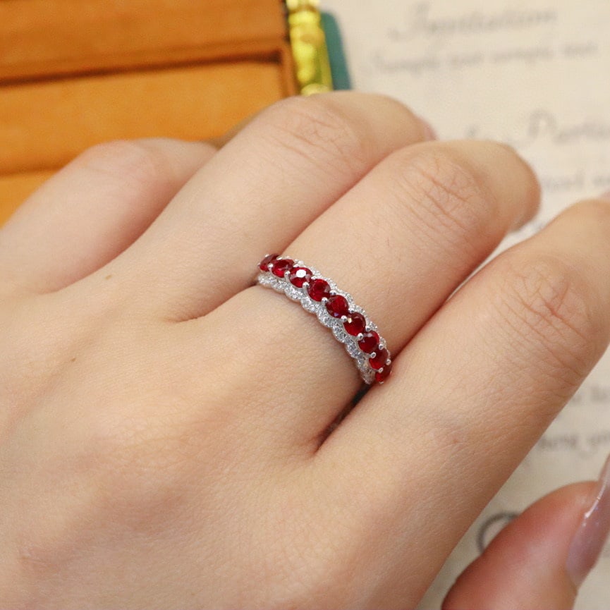 14k Gold 1.03 Ctw Vivid Red Natural Ruby & Diamond Ring - 6