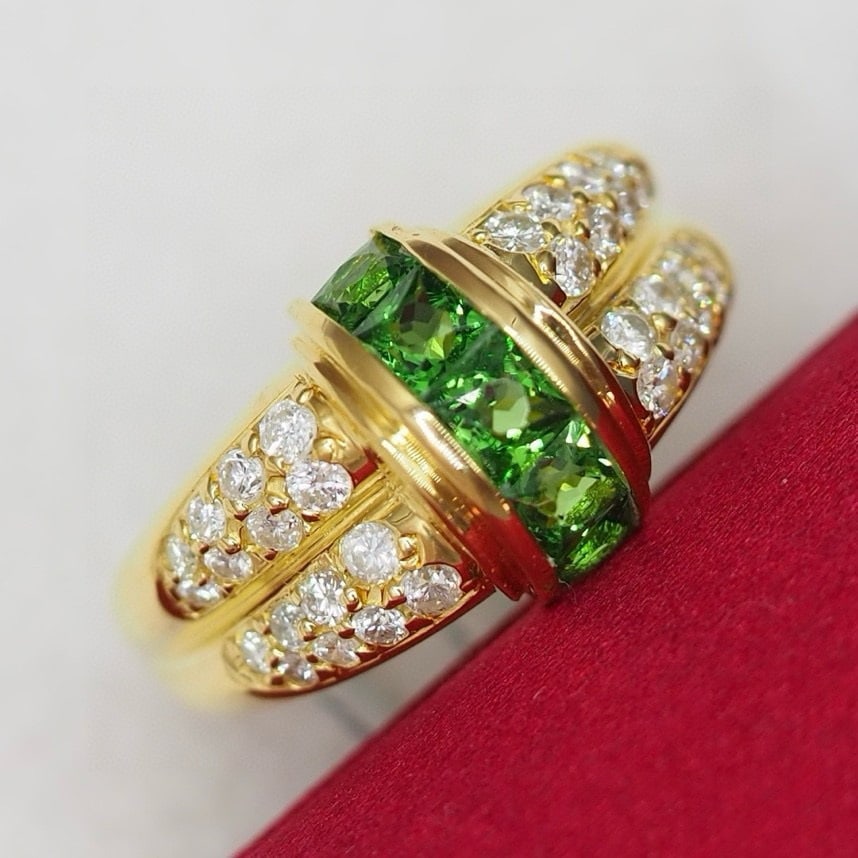 14k Gold 1.52 Ctw Natural Tsavorite & Diamond Ring - 5