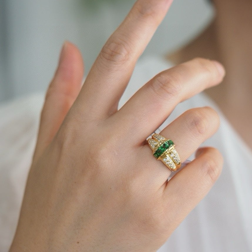 14k Gold 1.52 Ctw Natural Tsavorite & Diamond Ring - 6