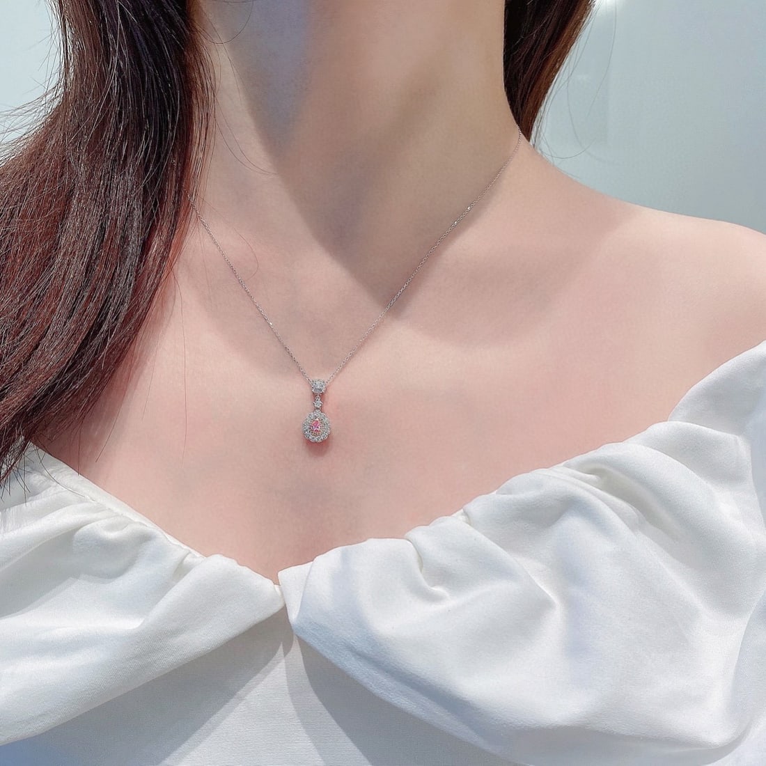 14k Gold 0.40 Ctw Natural Pink Diamond & Diamond Necklace - 2