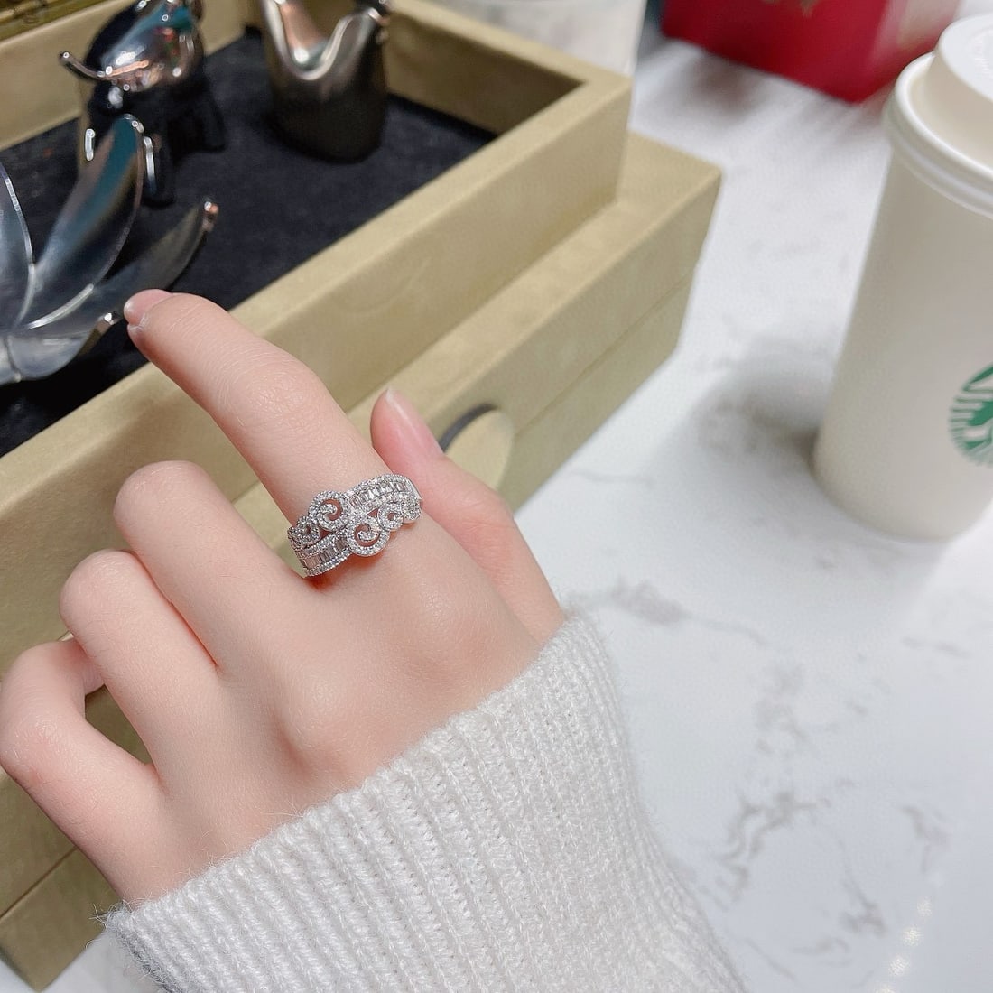 14k Gold 0.51 Ctw Natural H Diamond Ring - 2