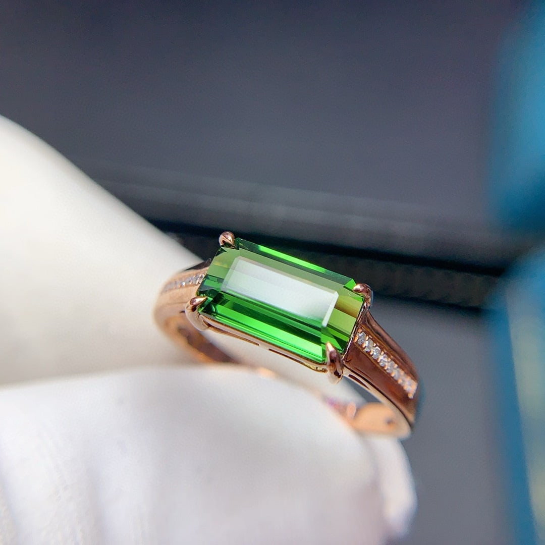 14k Gold 1.9 Ct Natural Tourmaline & Diamond Ring - 2