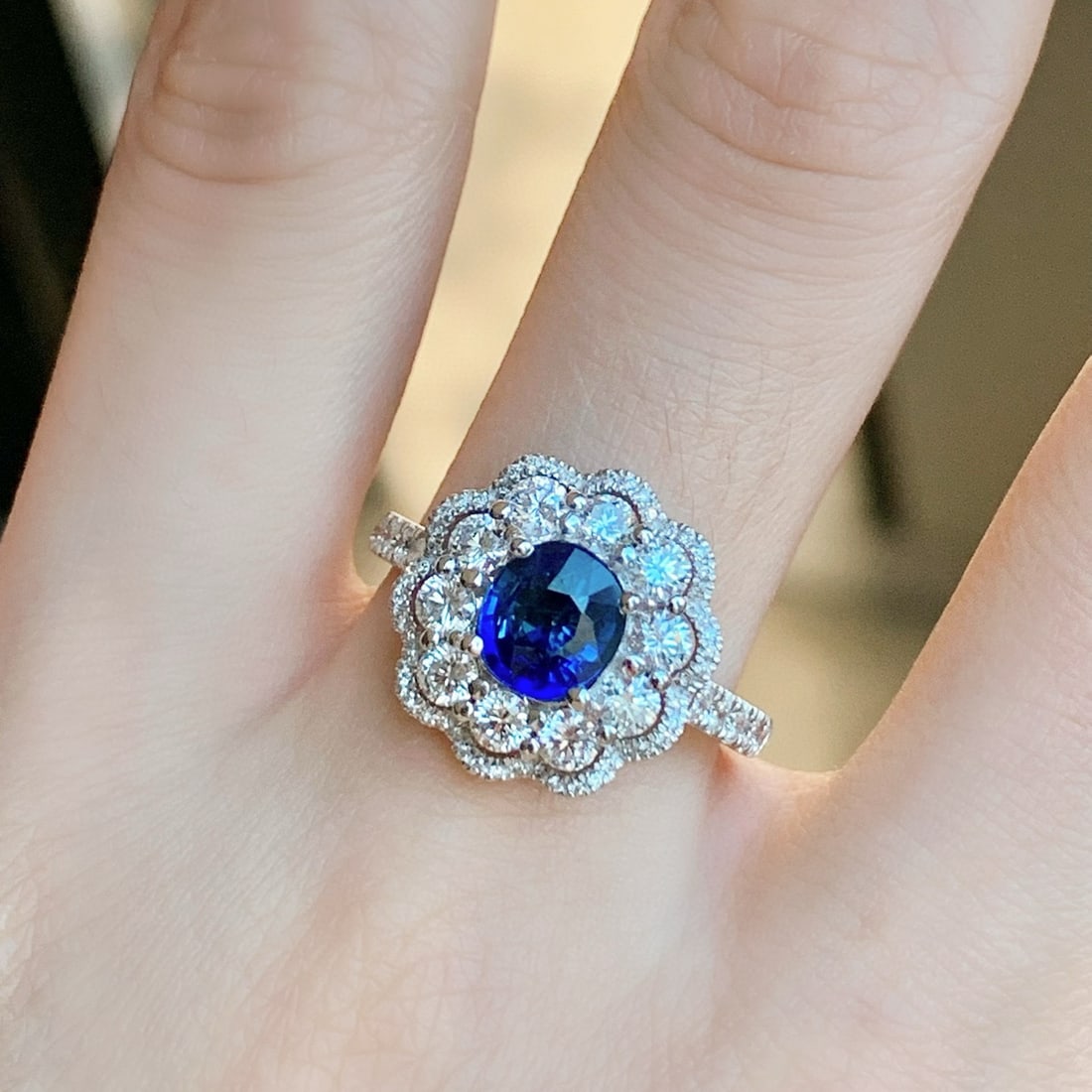 14k Gold 1.16 Ct Natural Sapphire & Diamond Ring - 2