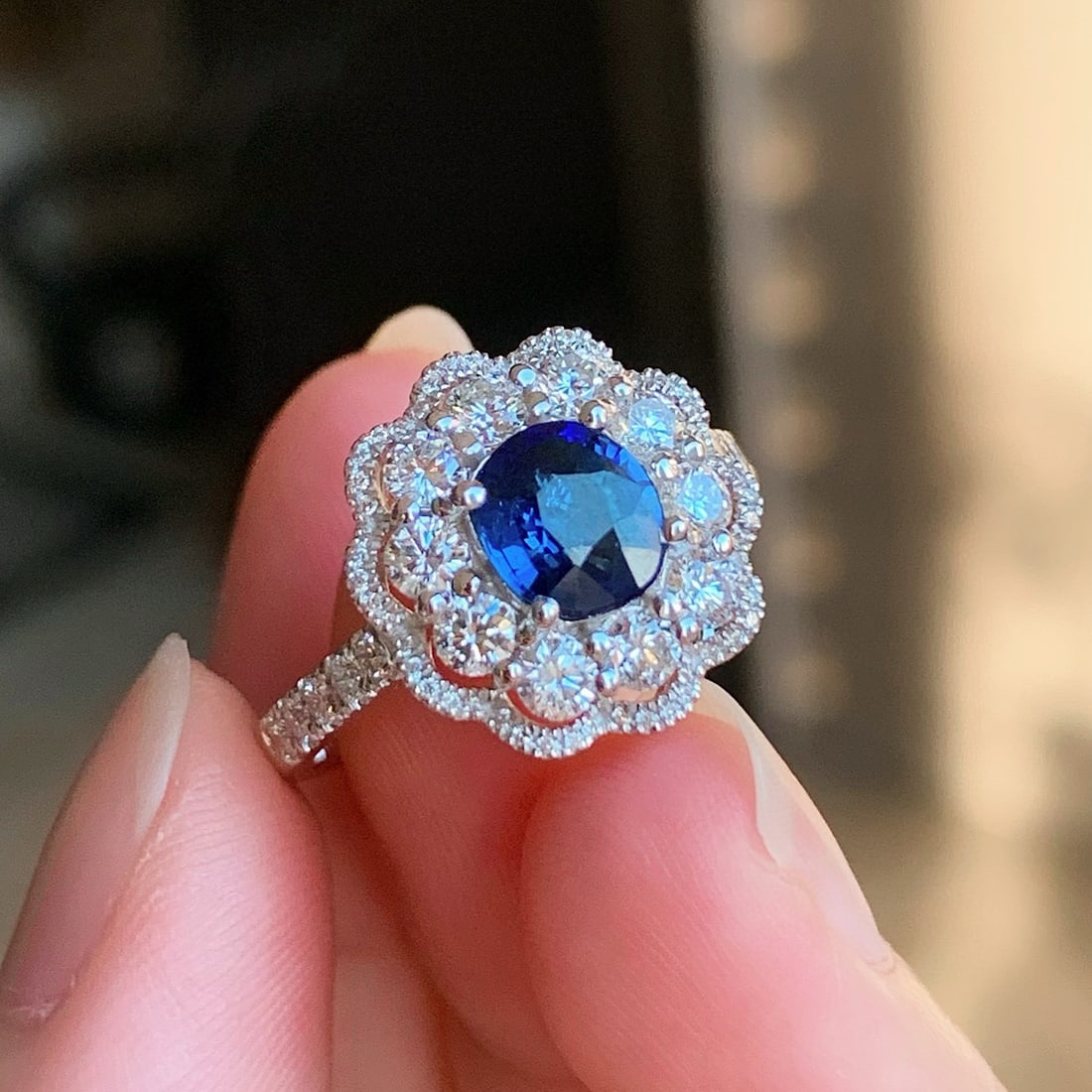 14k Gold 1.16 Ct Natural Sapphire & Diamond Ring - 5