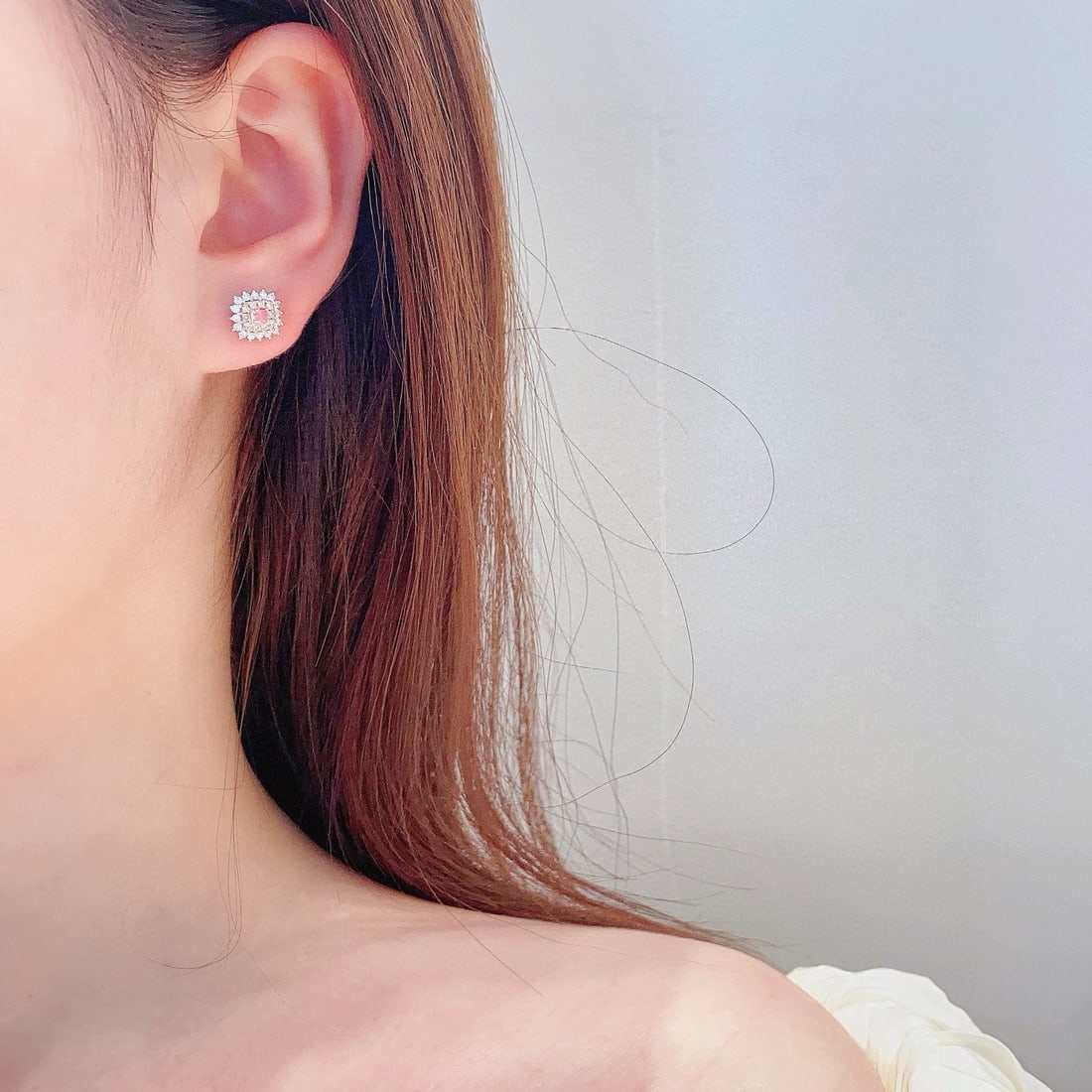 14k Gold 0.66 Ctw Natural Pink Diamond & Diamond Earrings - 2