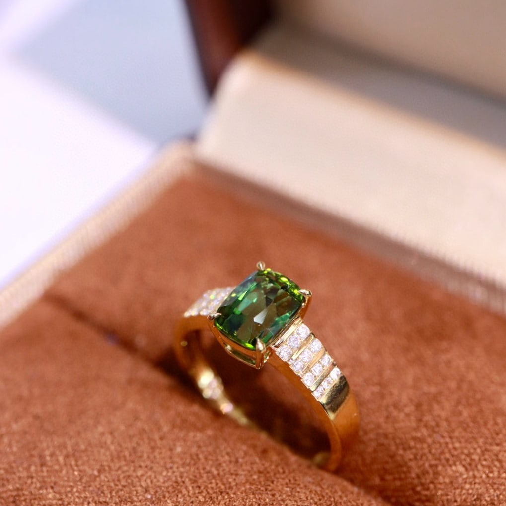 14k Gold 1.74 Ctw Natural Tourmaline & Diamond Ring - 2