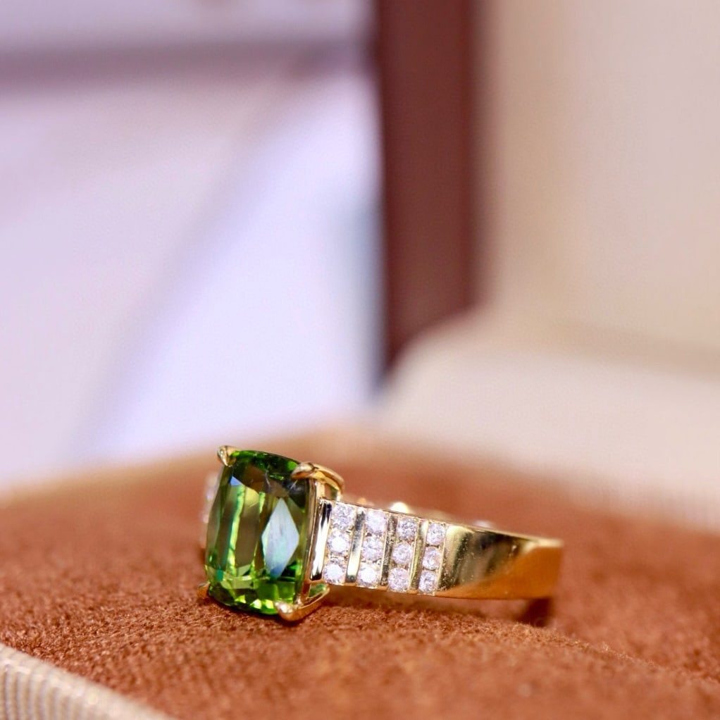 14k Gold 1.74 Ctw Natural Tourmaline & Diamond Ring - 3