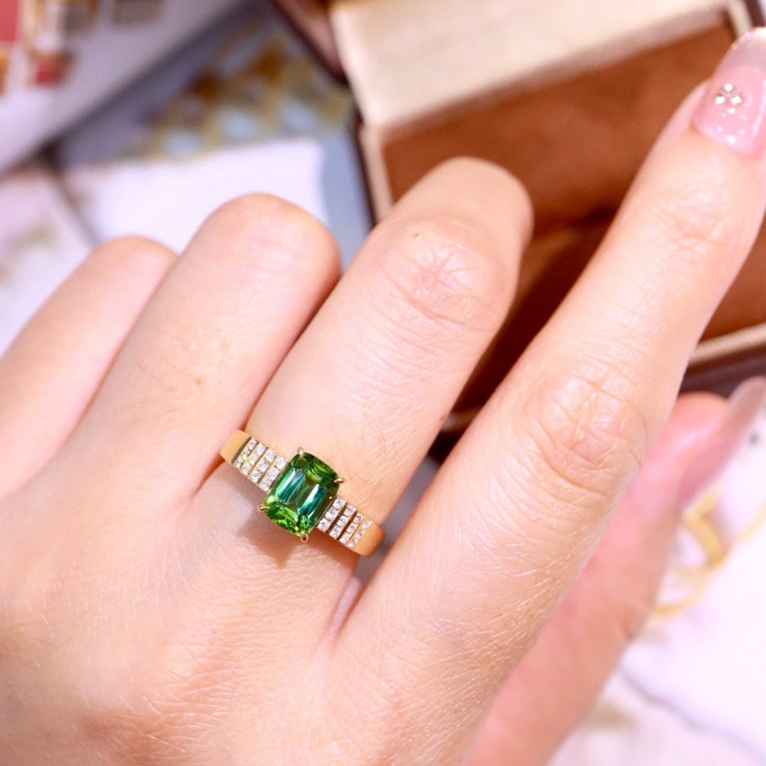 14k Gold 1.74 Ctw Natural Tourmaline & Diamond Ring - 5