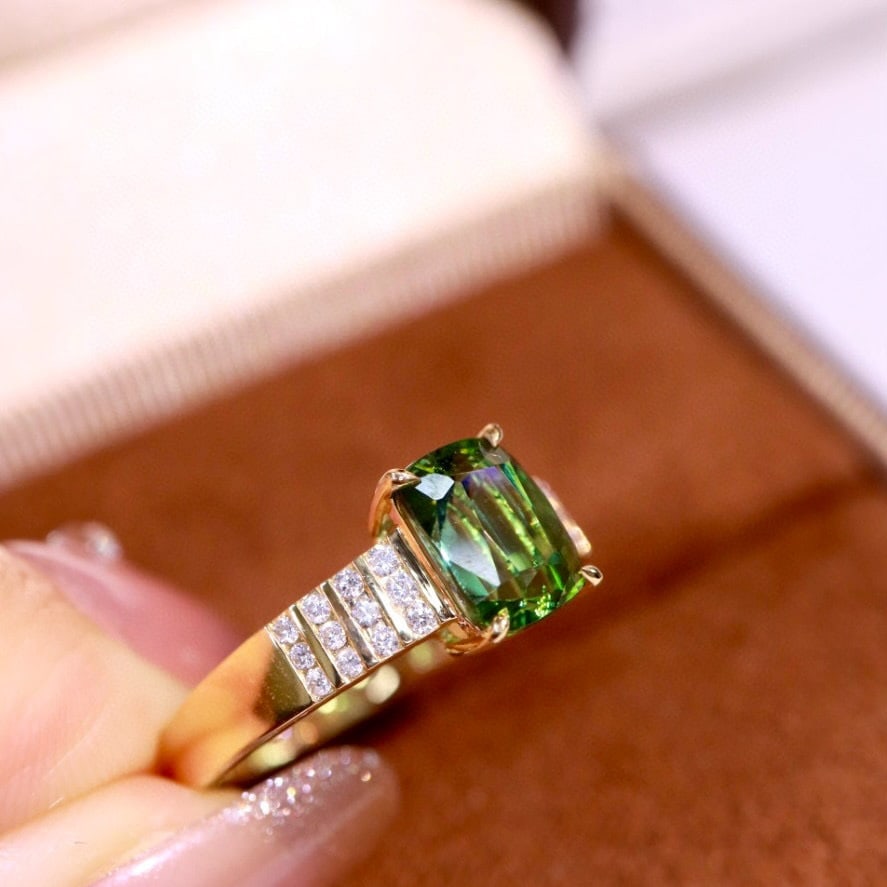 14k Gold 1.74 Ctw Natural Tourmaline & Diamond Ring - 8