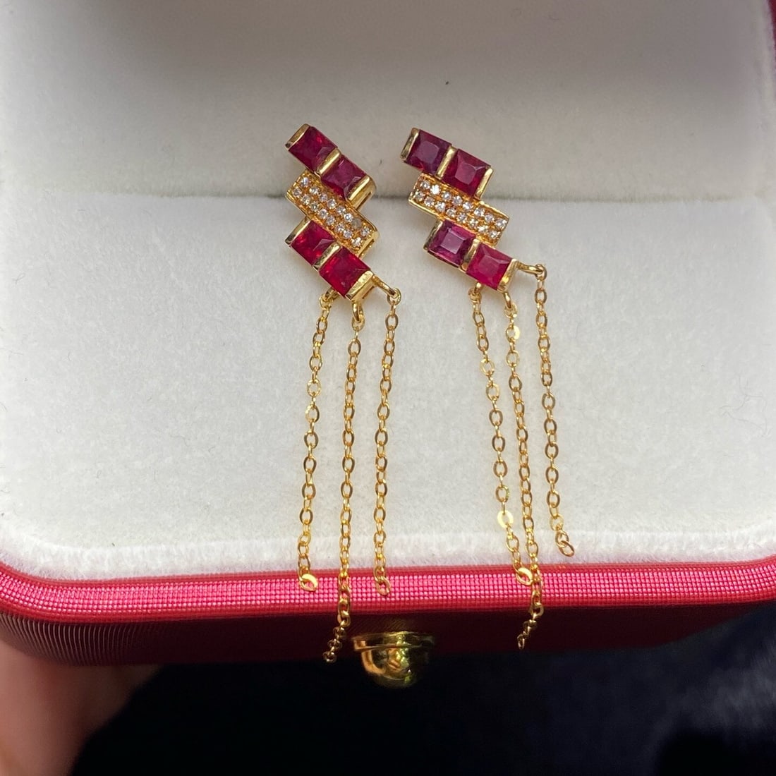 14k Gold 1.10 Ct Natural Ruby & Diamond Earrings (1 of 5)