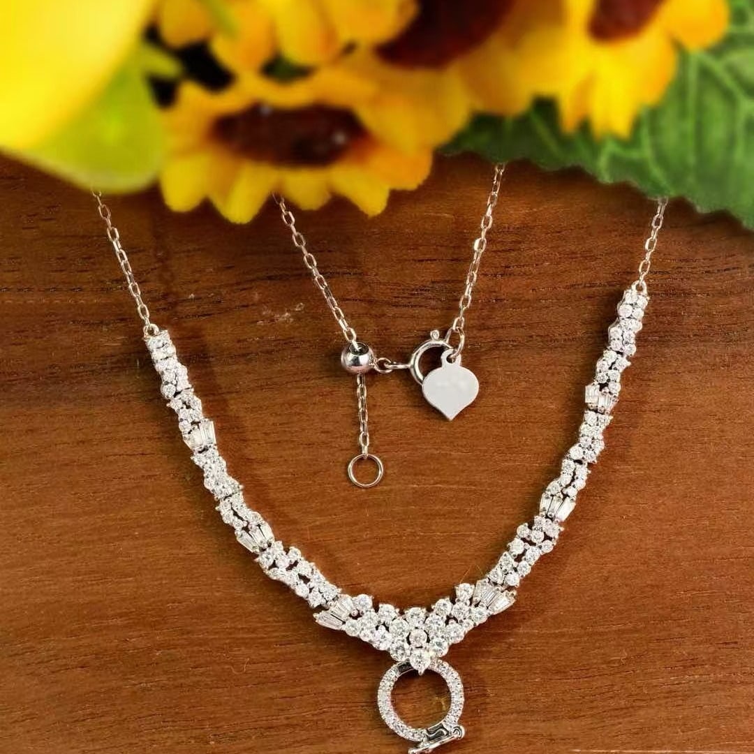 14k Gold 1.28 Ct Natural H Diamond Necklace - 2