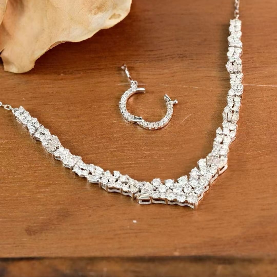 14k Gold 1.28 Ct Natural H Diamond Necklace - 5