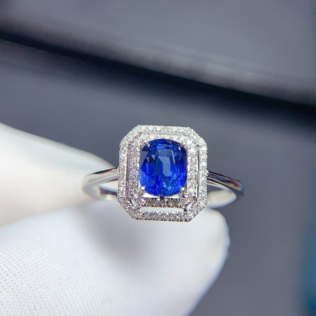 14k Gold 1.09 Ct Natural Sapphire & Diamond Ring - 2