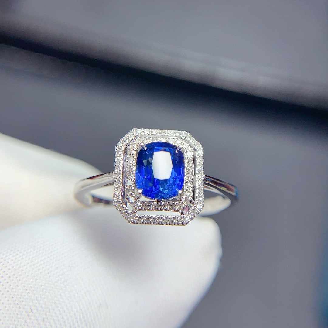 14k Gold 1.09 Ct Natural Sapphire & Diamond Ring - 3