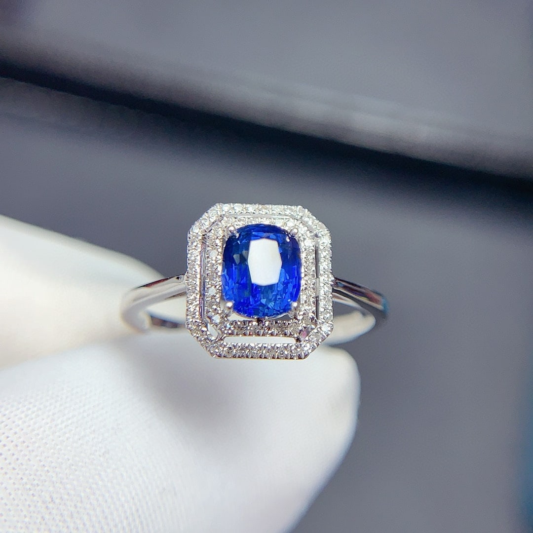 14k Gold 1.09 Ct Natural Sapphire & Diamond Ring - 4