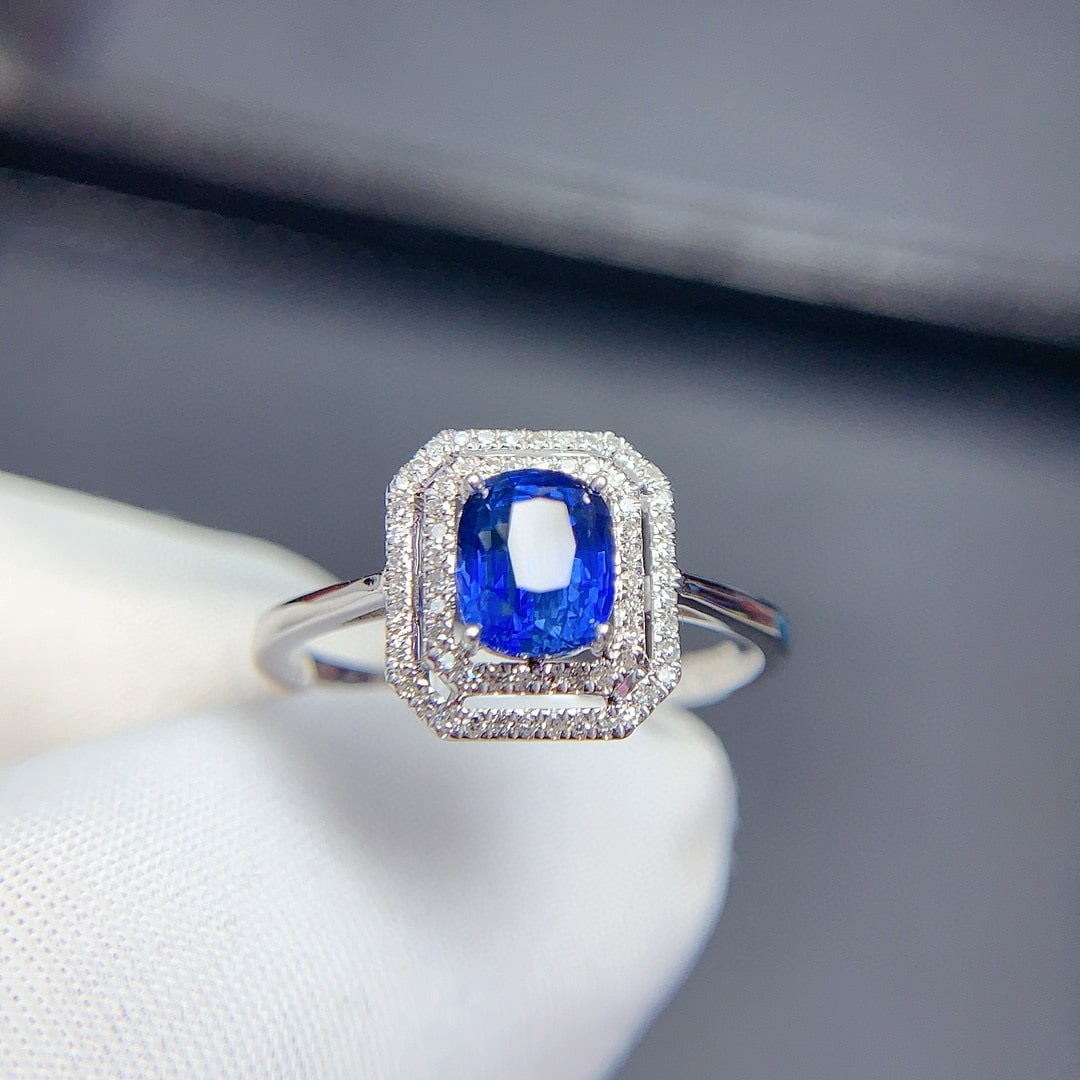 14k Gold 1.09 Ct Natural Sapphire & Diamond Ring - 5