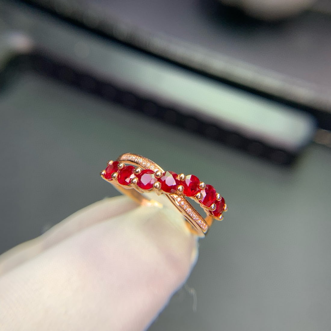 14k Gold 1.34 Ct Natural Ruby & Diamond Ring - 6