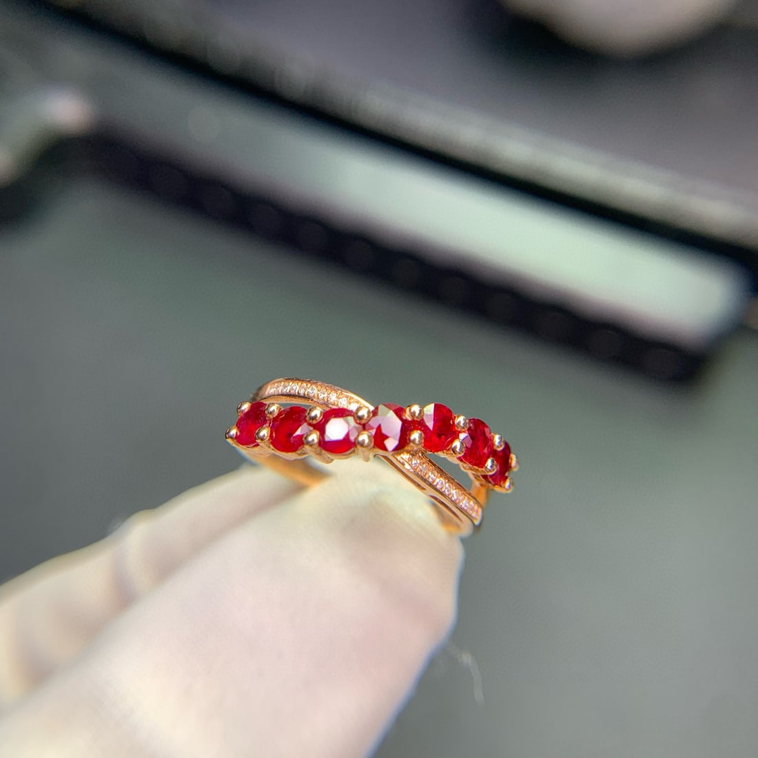 14k Gold 1.34 Ct Natural Ruby & Diamond Ring - 9