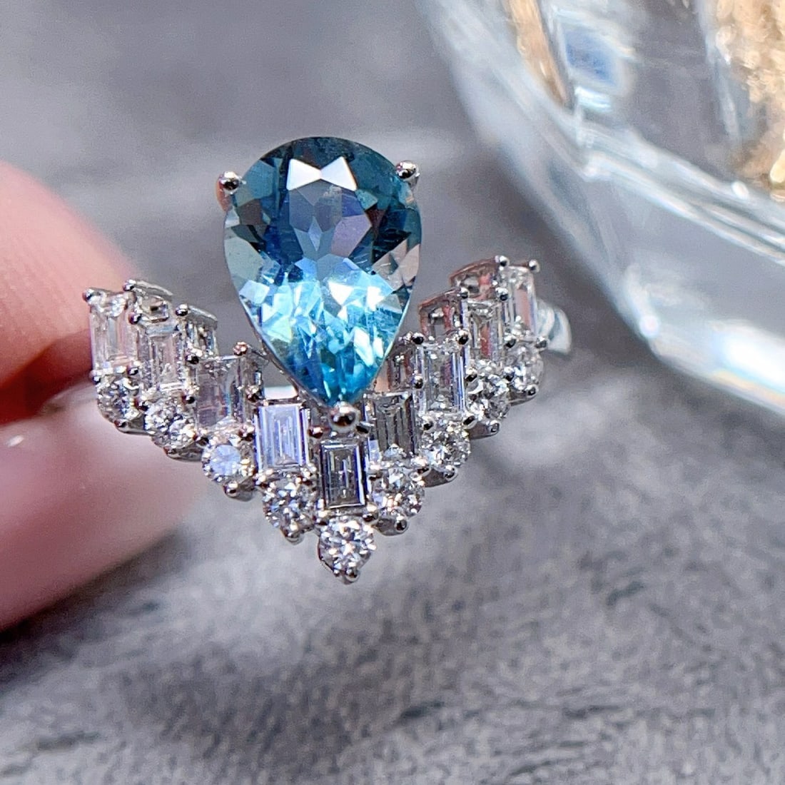 14k Gold 1.54 Ctw Natural Aquamarine & Diamond Ring - 3