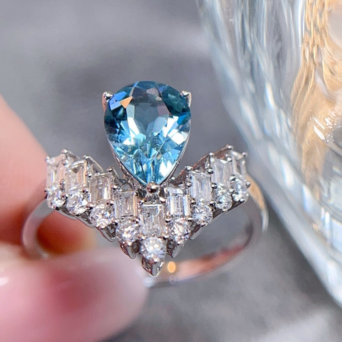 14k Gold 1.54 Ctw Natural Aquamarine & Diamond Ring - 4