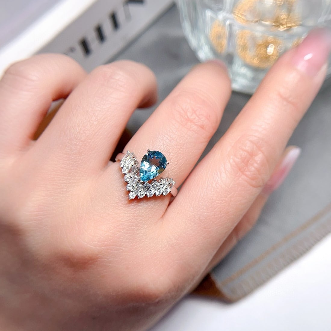 14k Gold 1.54 Ctw Natural Aquamarine & Diamond Ring - 5