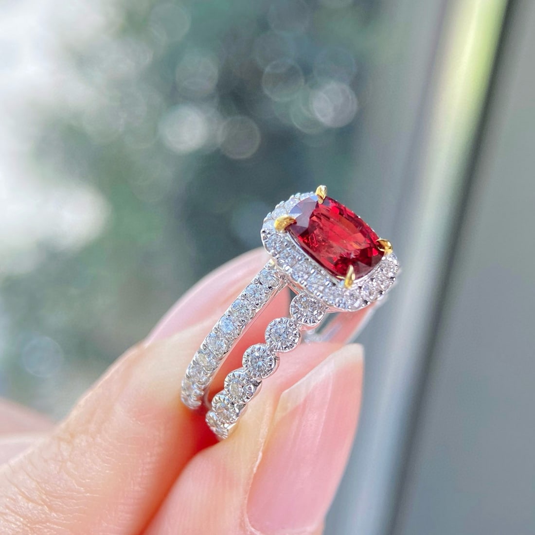 14k Gold 1.70 Ctw Natural Spinel & Diamond Ring - 2