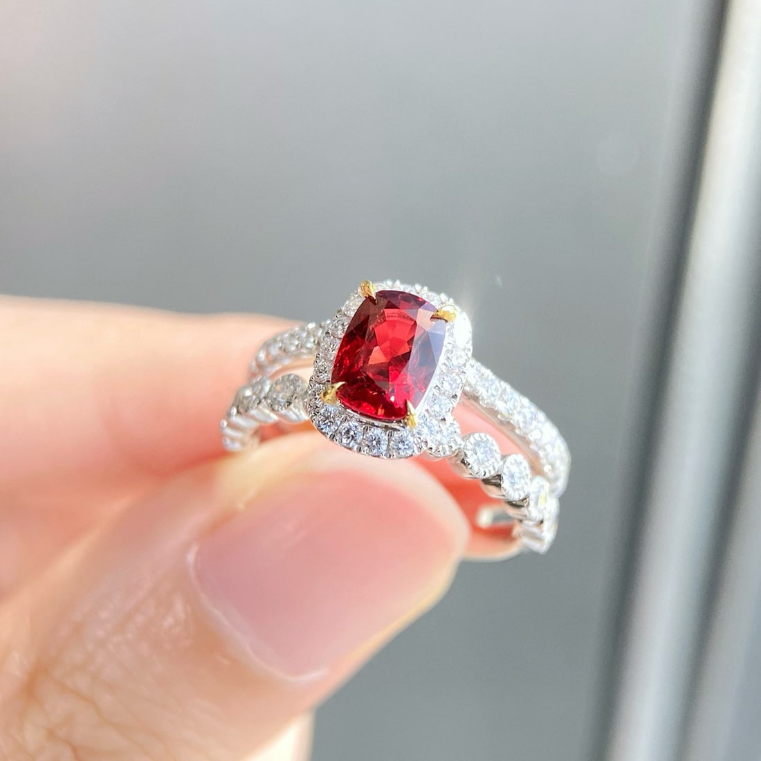 14k Gold 1.70 Ctw Natural Spinel & Diamond Ring - 4