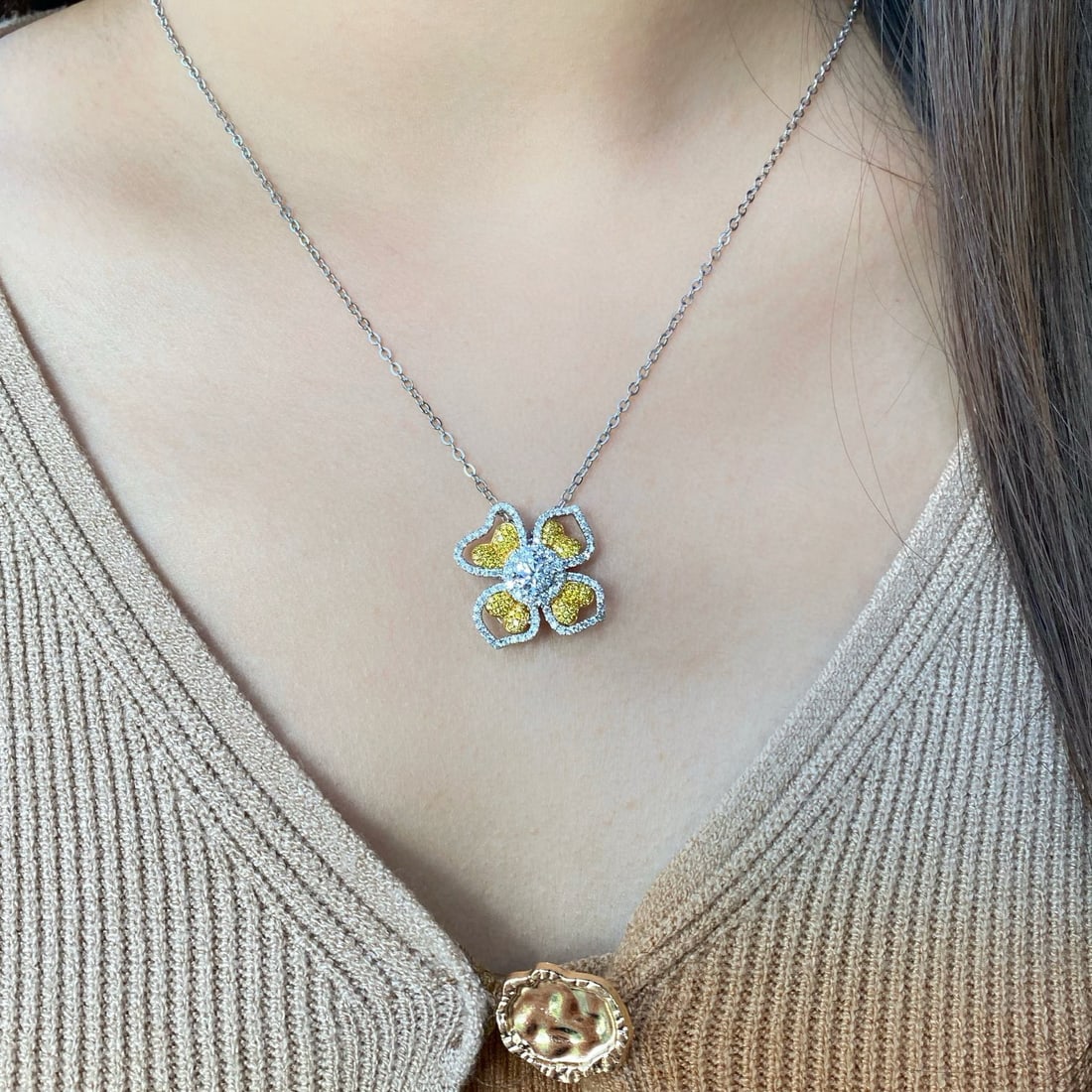 Gia Certified 14k Gold 1.33 Ctw Natural D Vs2 3ex Round Diamond Ring/pendant( Without Chain ) - 3