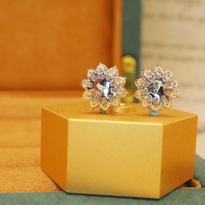 14k Gold 1.16 Ctw Natural Sapphire & Diamond Earrings - 5