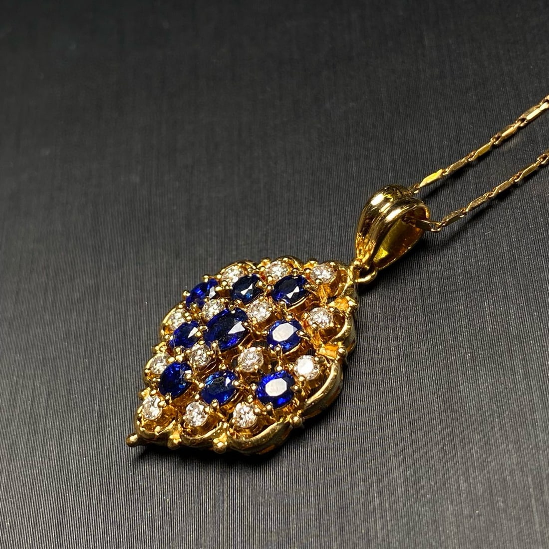 14k Gold 1.98 Ctw Vivid Blue Natural Sapphire & Diamond Pendant( Without Chain ) - 5