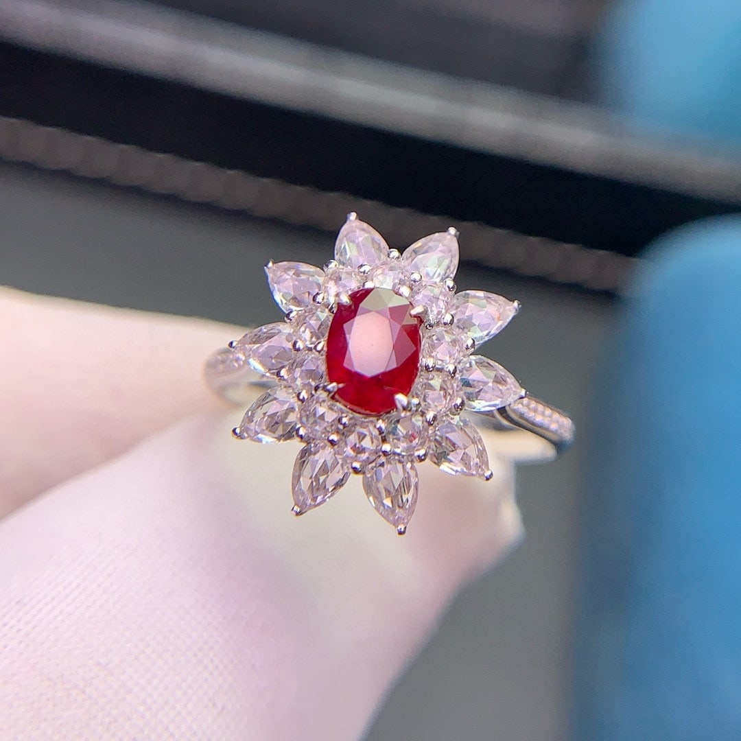 14k Gold 0.74 Ct Natural Ruby & Sapphire & Diamond Ring - 5