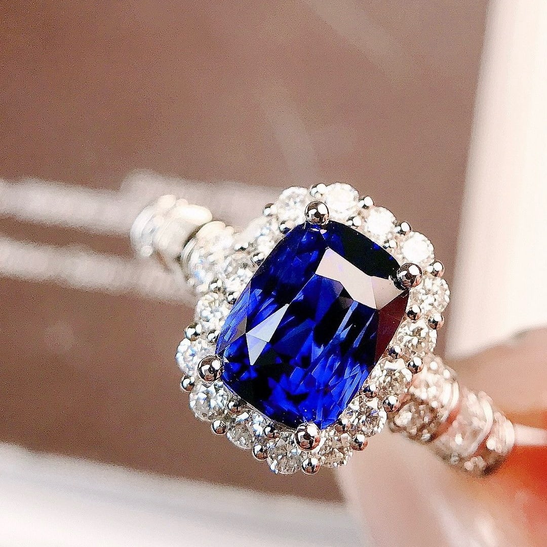 14k Gold 2.97 Ctw Natural Sapphire & Diamond Ring - 3