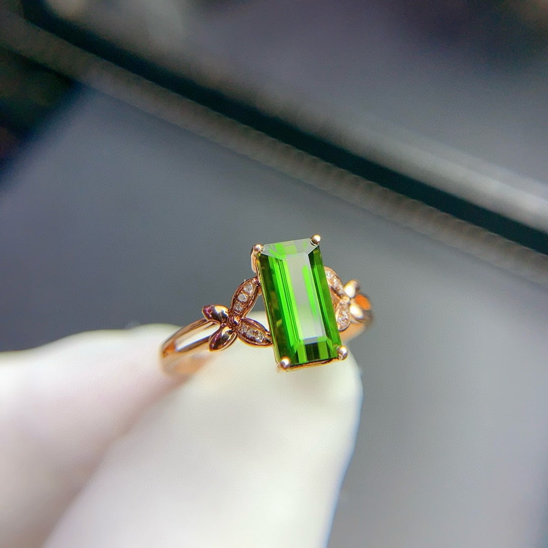 14k Gold 1.96 Ct Natural Tourmaline & Diamond Ring - 2