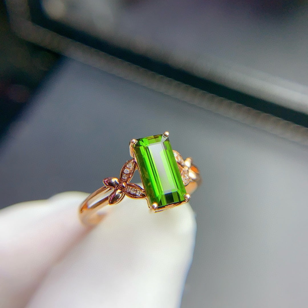 14k Gold 1.96 Ct Natural Tourmaline & Diamond Ring - 4