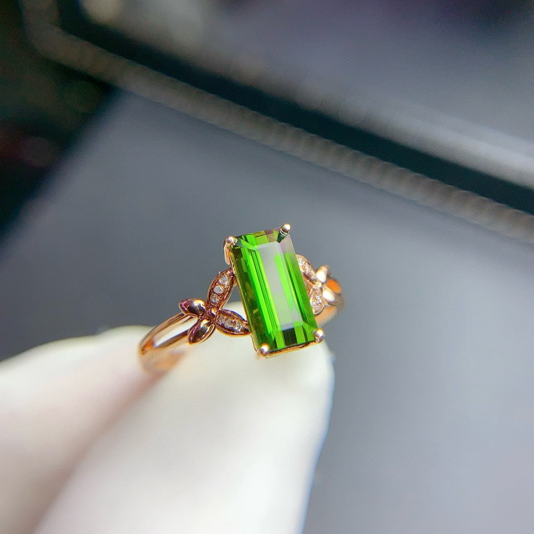 14k Gold 1.96 Ct Natural Tourmaline & Diamond Ring - 5