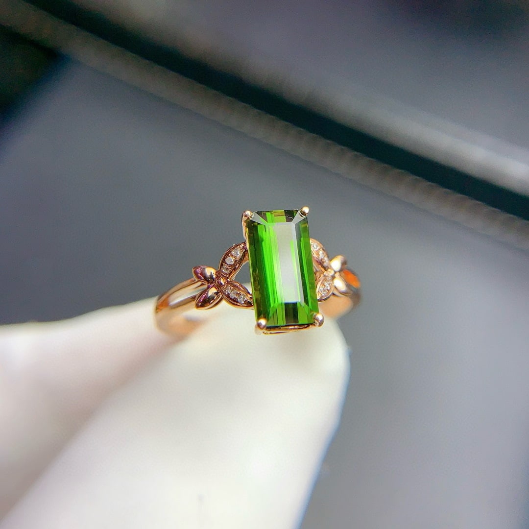 14k Gold 1.96 Ct Natural Tourmaline & Diamond Ring - 6