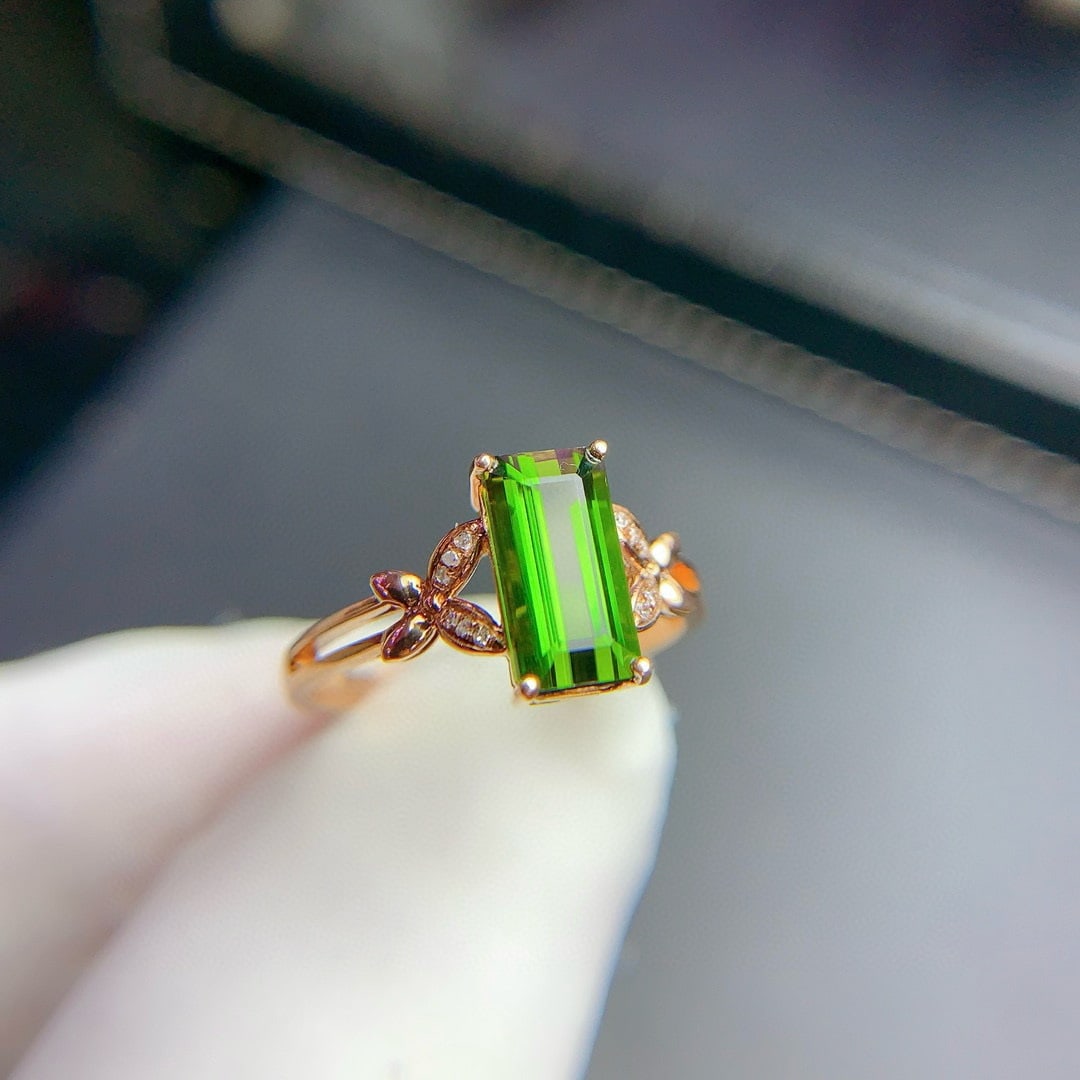 14k Gold 1.96 Ct Natural Tourmaline & Diamond Ring - 7