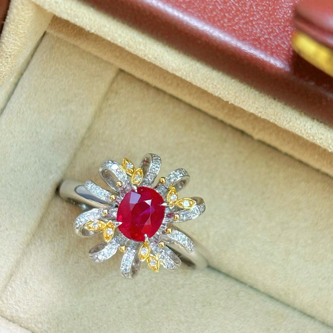 14k Gold 1.30 Ctw Natural Ruby & Diamond Ring - 5