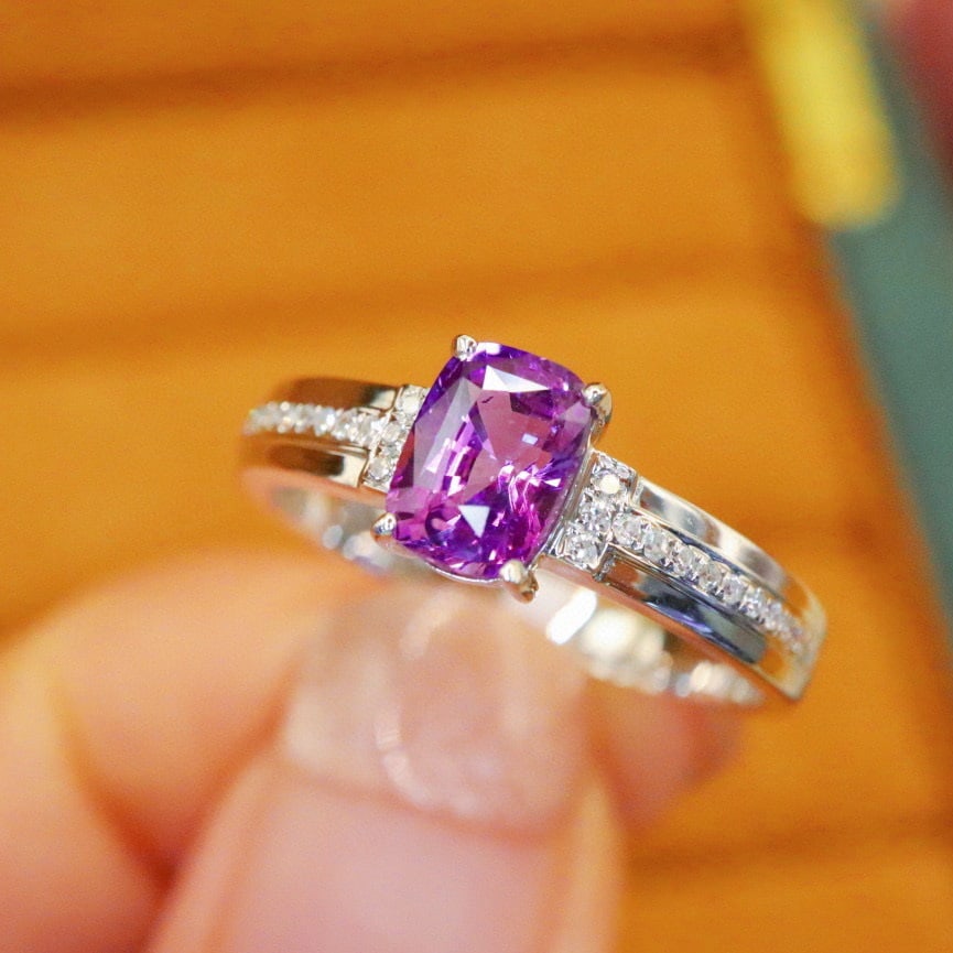 14k Gold 1.16 Ctw Natural Sapphire & Diamond Ring - 2