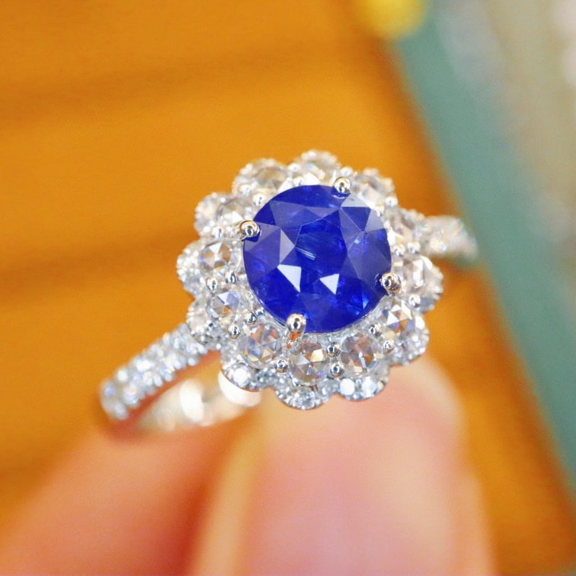 14k Gold 1.52 Ctw Natural Sapphire & Diamond Ring - 3