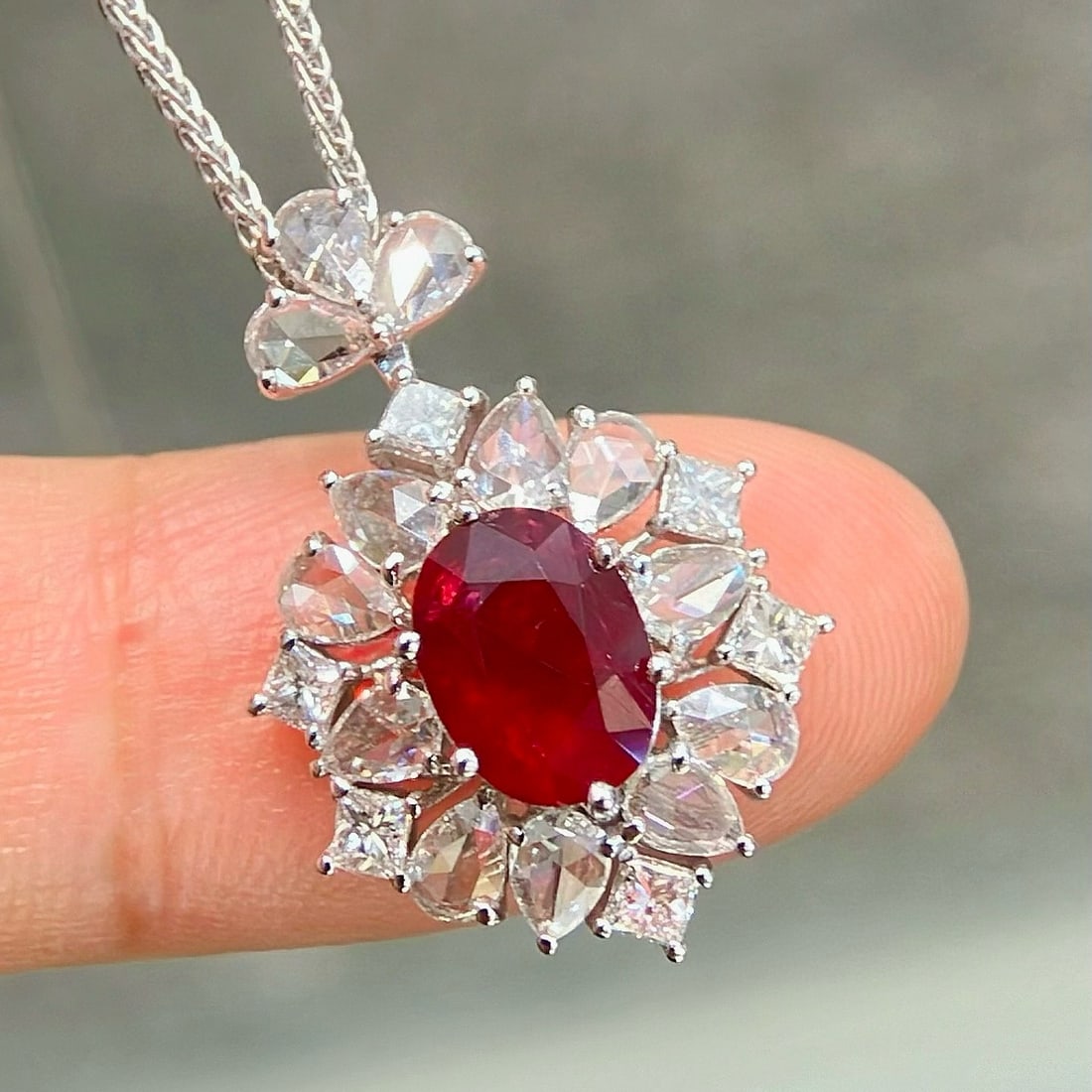 14k Gold 2.49 Ctw Natural Ruby & Diamond Pendant( Without Chain ) - 5