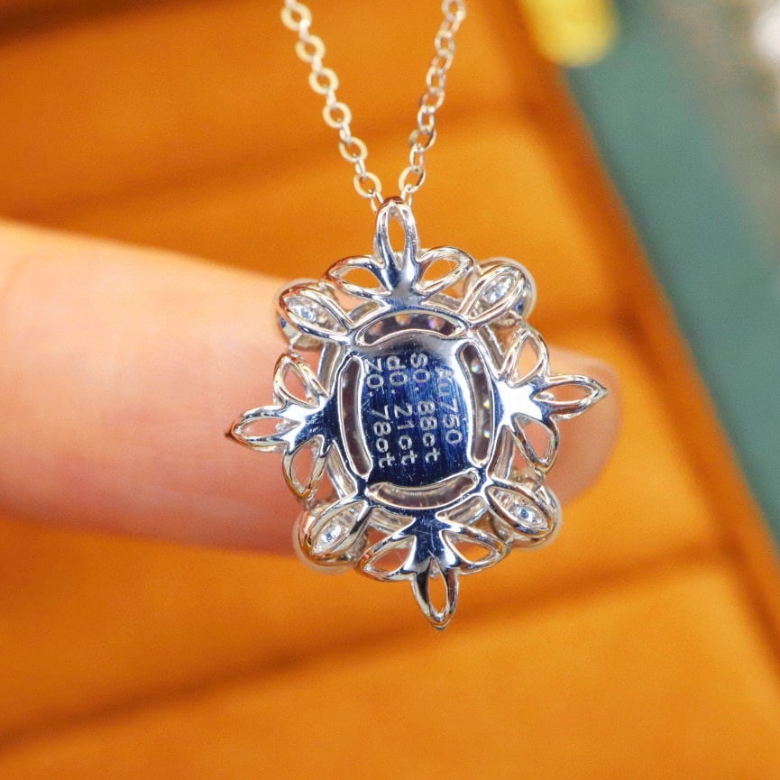 14k Gold 1.09 Ctw Natural Sapphire & Diamond Necklace - 5