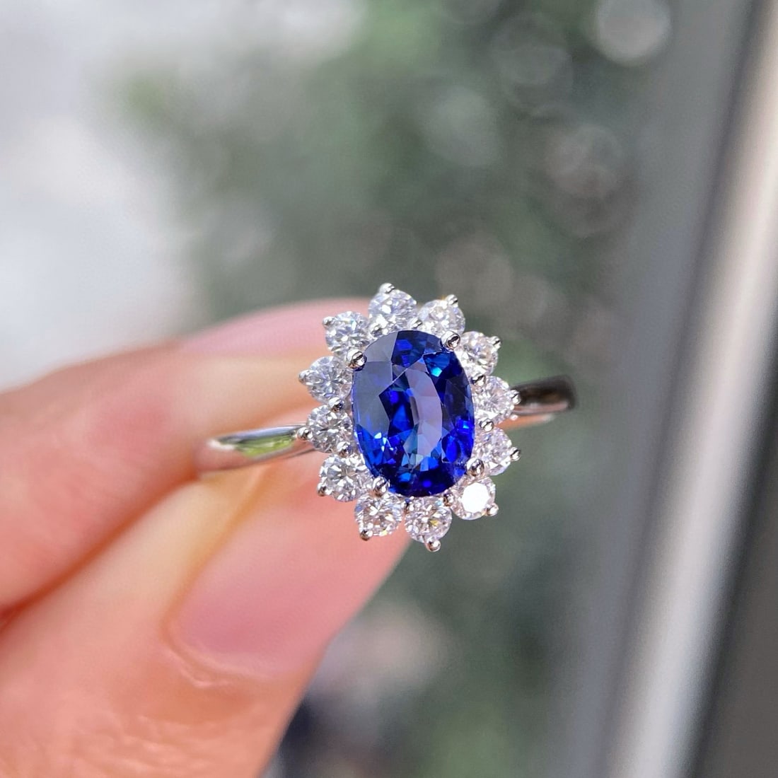 14k Gold 1.74 Ctw Natural Sapphire & Diamond Ring: Ref:230940393 // gold content:14k gold // ring size:7. 25us // // main gemstone:sapphire // shape:oval // carat weight:1. 26ct // color:royal blue // treatment:natural // // adjacent gemstone 2 :