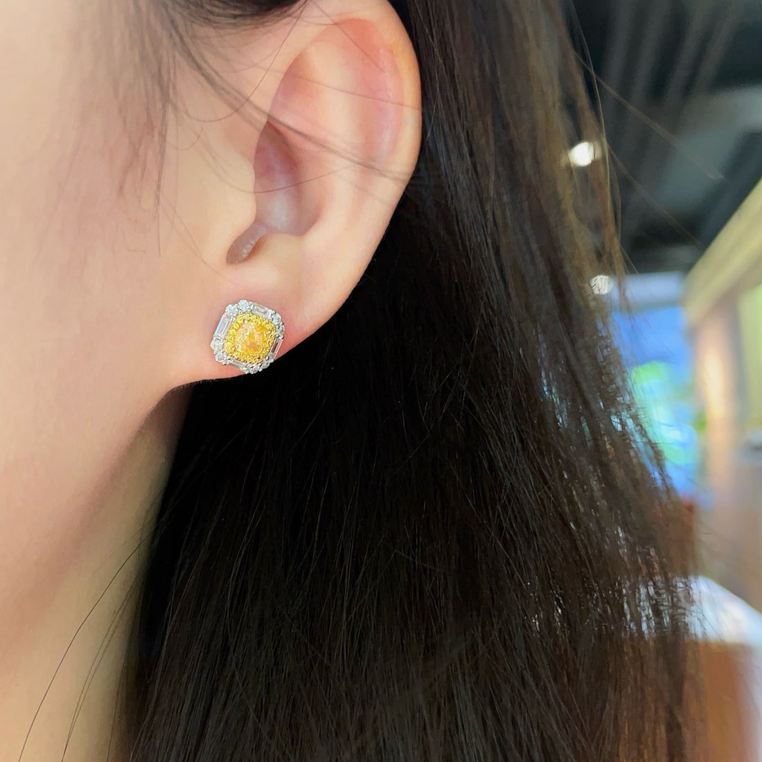 14k Gold 1.67 Ctw Natural Yellow Diamond & Diamond Earrings - 5