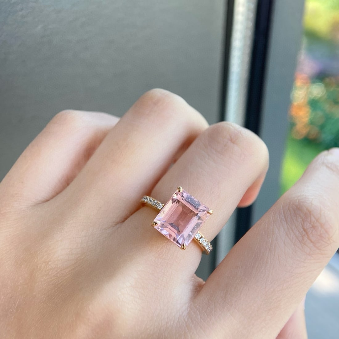 14k Gold 5.51 Ctw Natural Morganite & Diamond Ring - 4