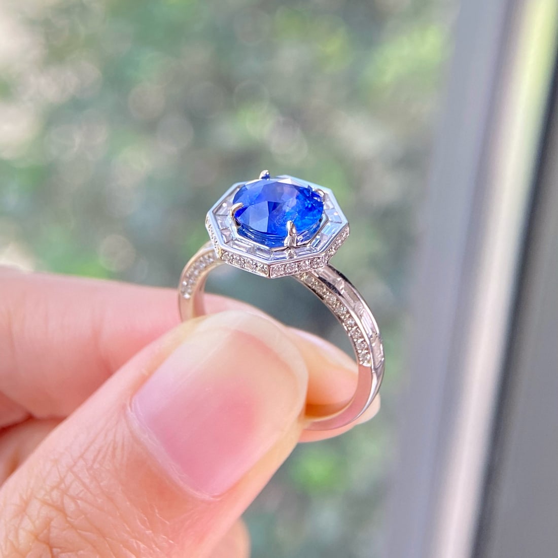 14k Gold 2.70 Ctw Natural Sapphire & Diamond Ring - 3