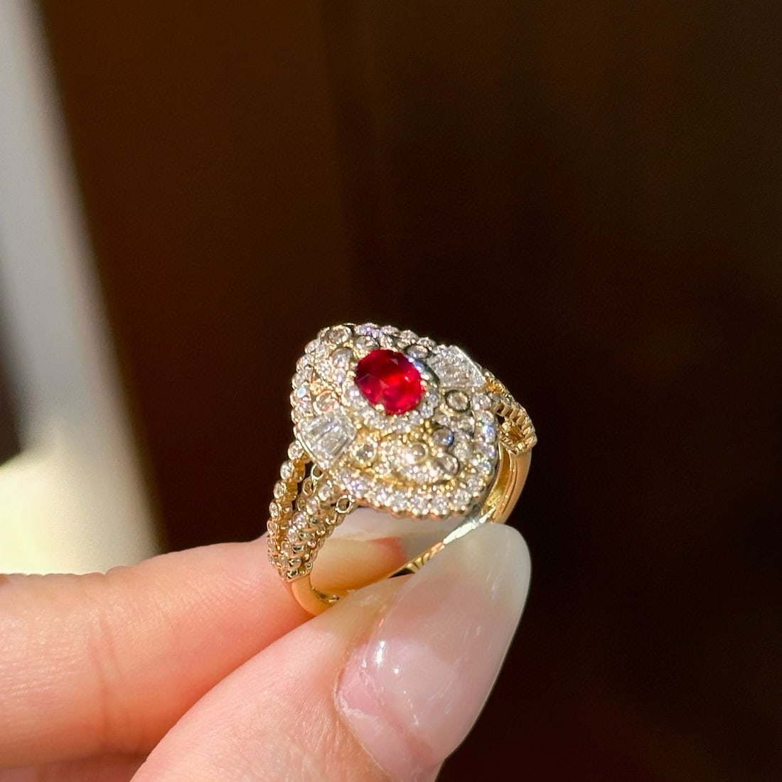14k Gold 1.41 Ctw Natural Ruby & Diamond Ring - 2